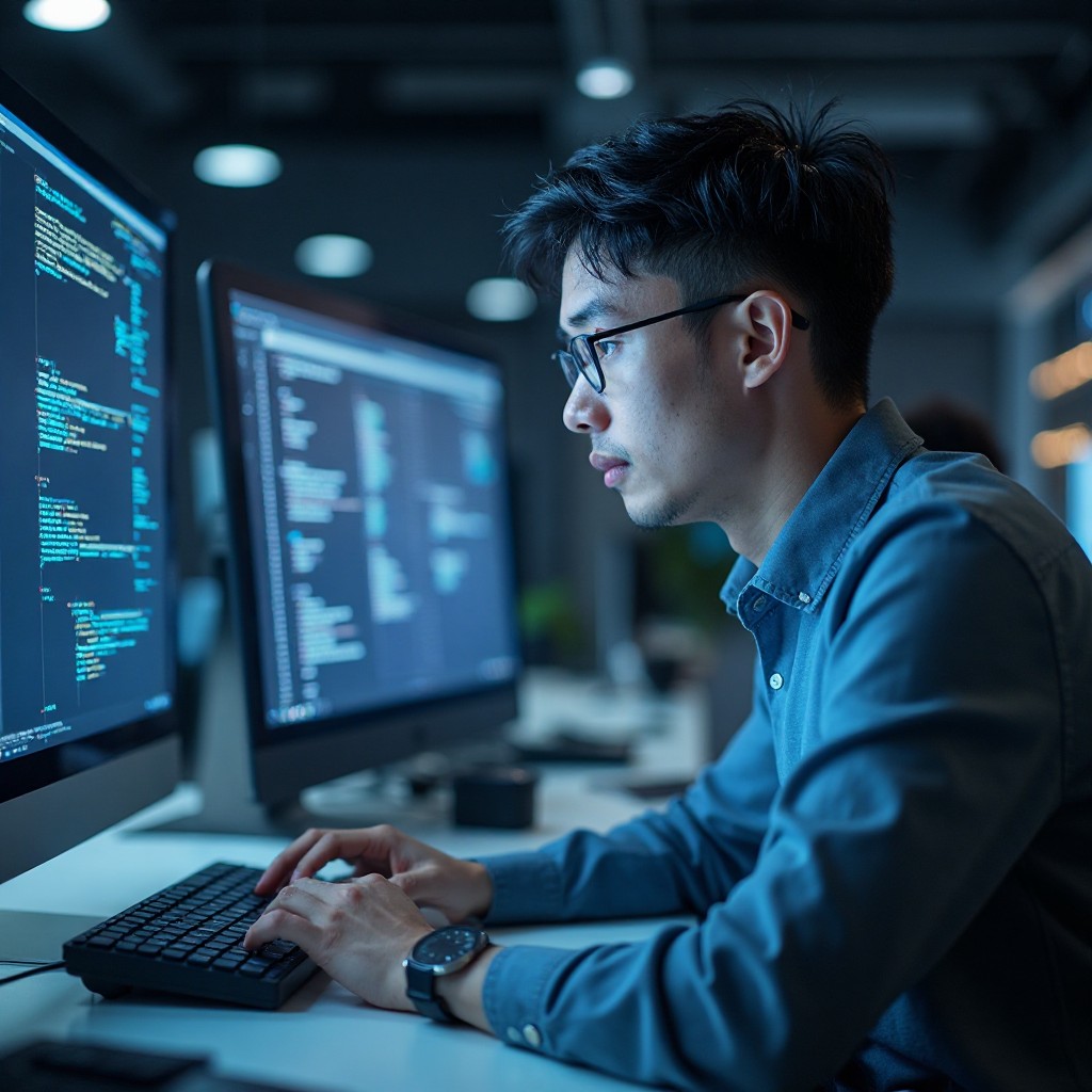 Modern software development workspace showcasing auto automation tools and workflows